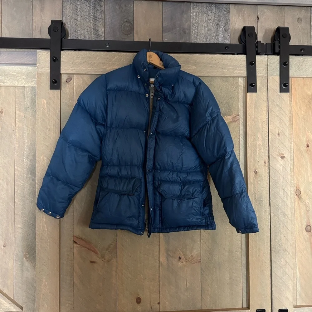 Vintage The North Face brown label down fill blue puffer jacket RARE SIZE XXS